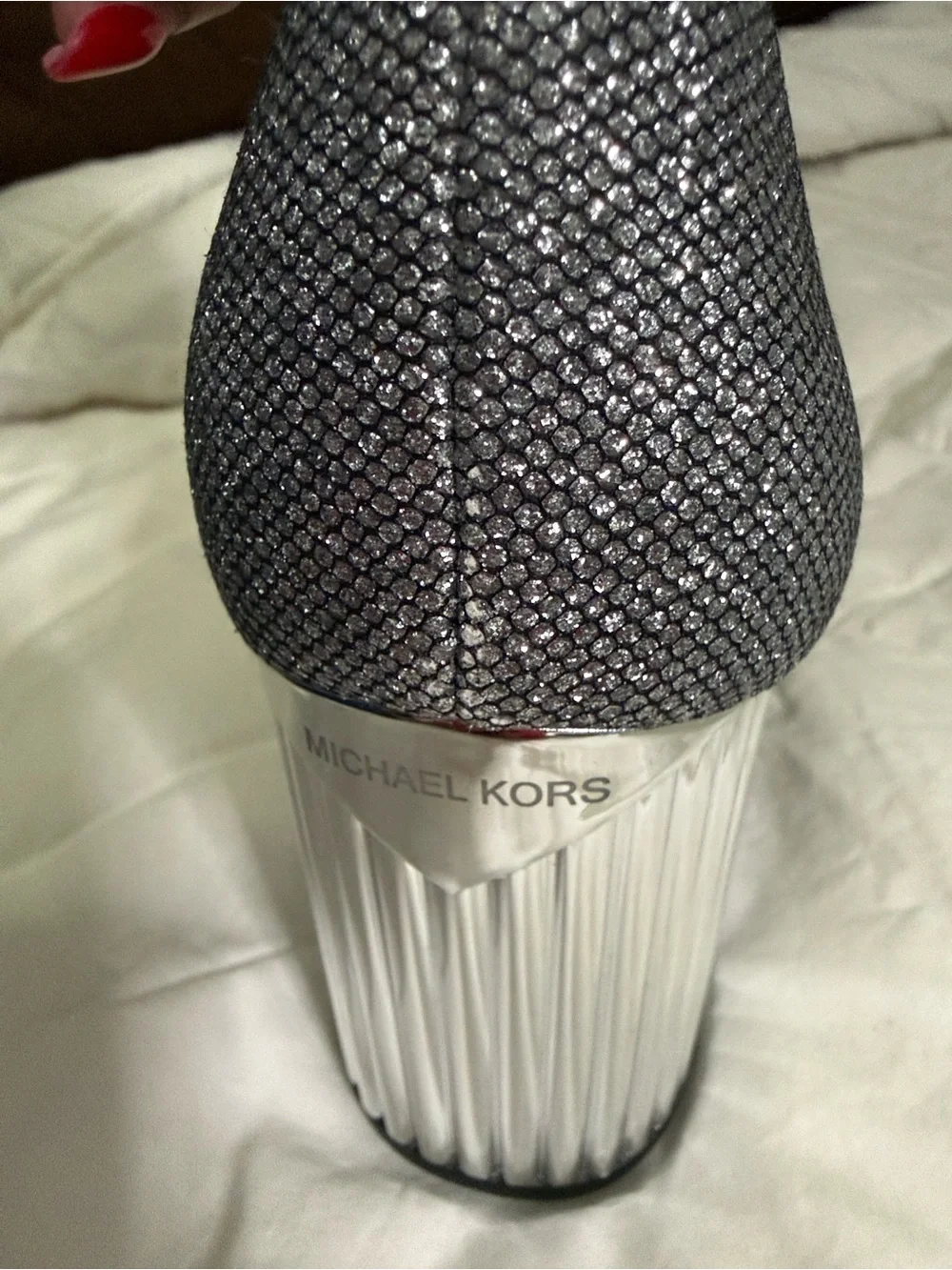 Michael Kors Glittery Charcoal Round-Toe Pumps